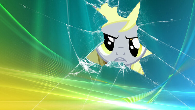 Rainbow Dash through broken glass