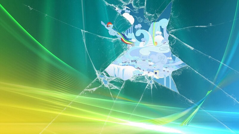 Rainbow Dash through cracked glass