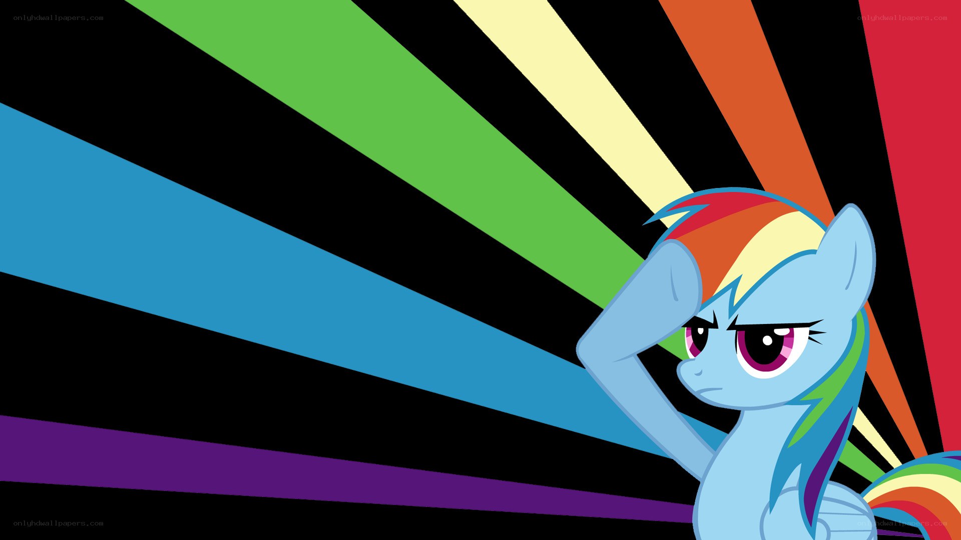 Rainbow Dash with rainbow background