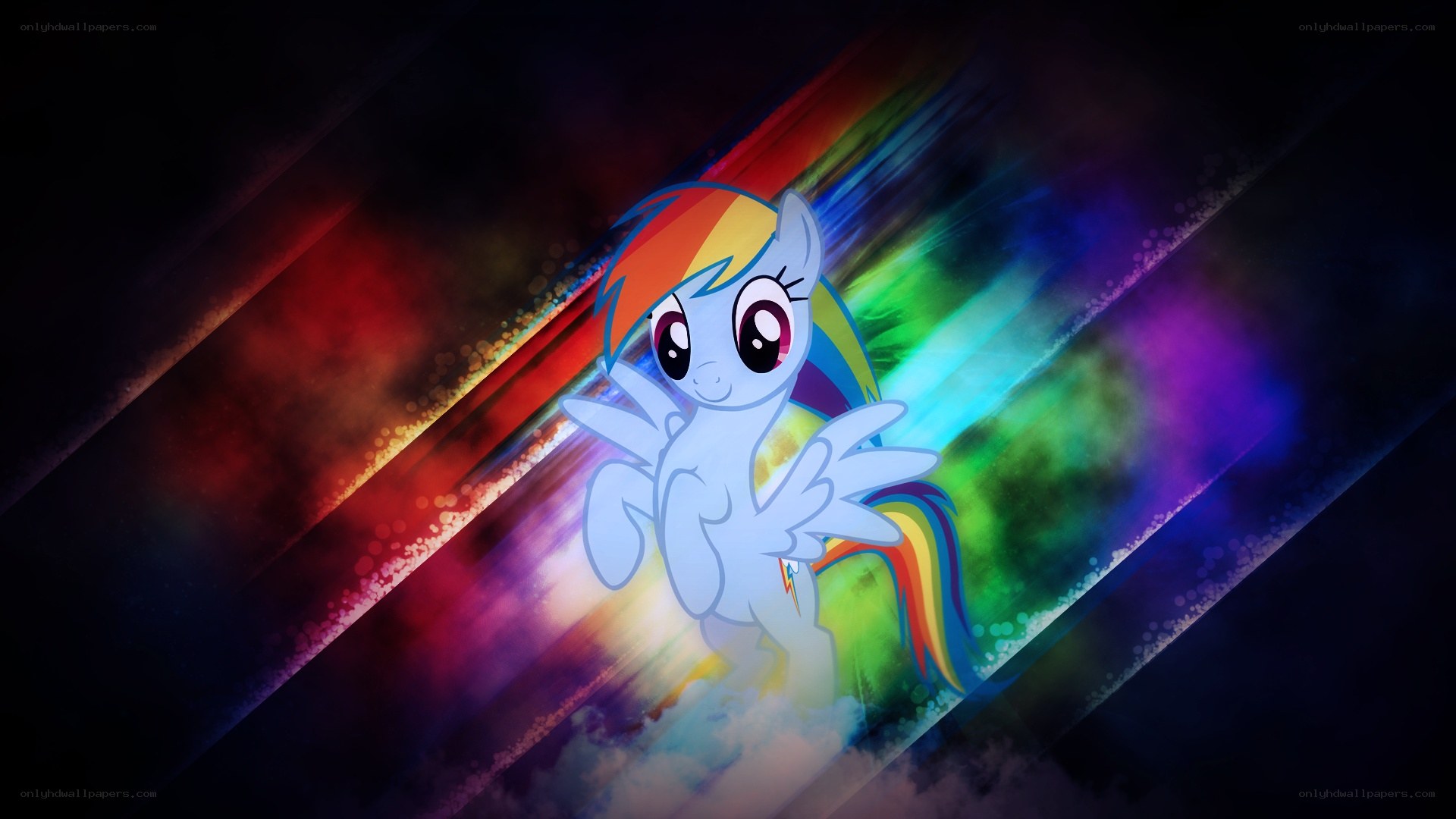 Rainbow Dash with rainbow background