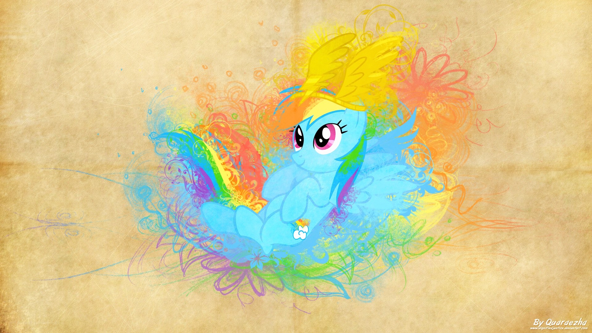 Rainbow Dash with rainbow swirls