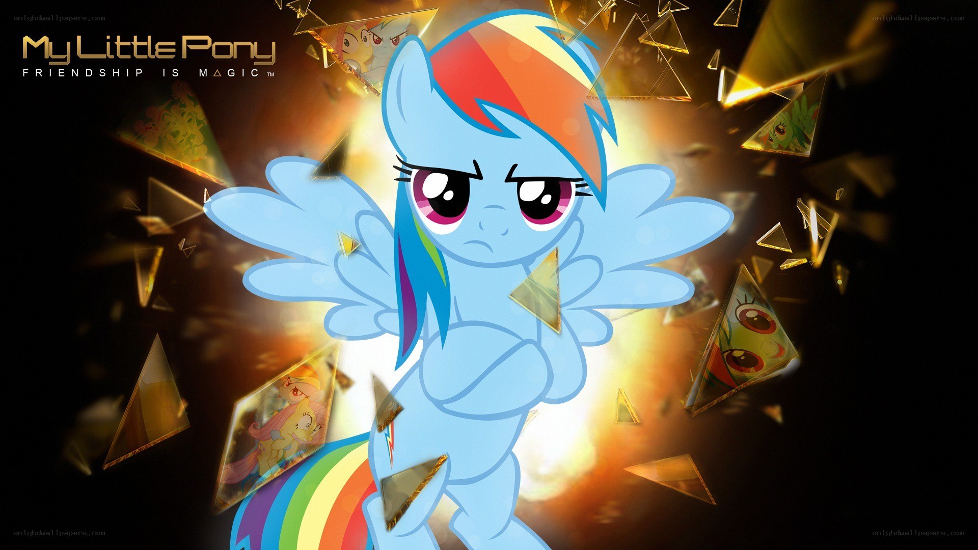 Rainbow Dash with shattered glass