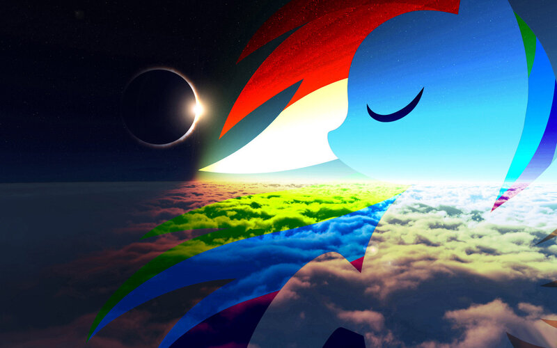 Rainbow Dash with solar eclipse
