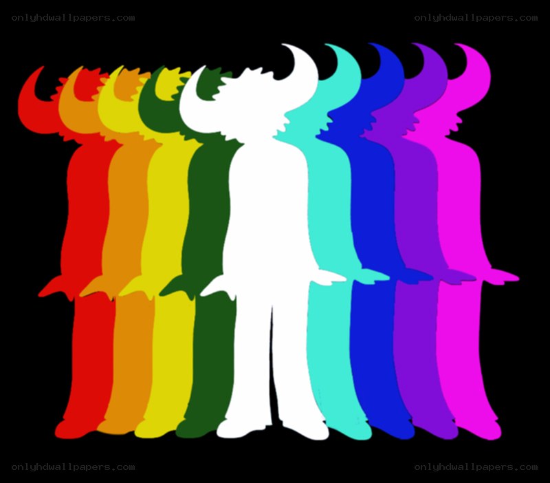 rainbow demon silhouettes