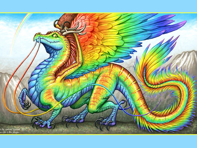 rainbow dragon with wings