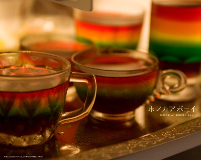 Rainbow drinks on tray