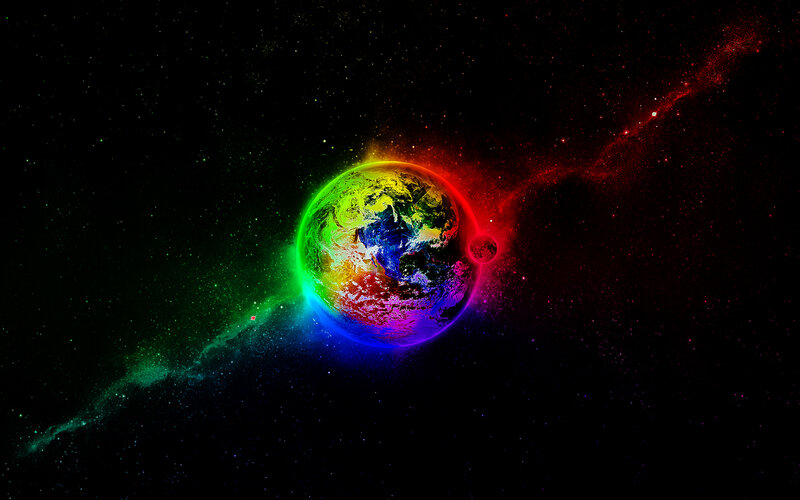 rainbow earth in space
