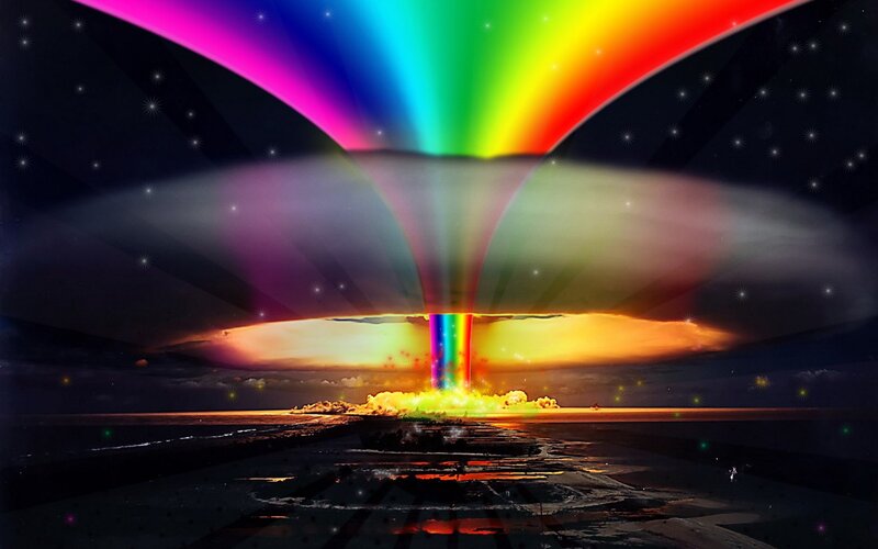 Rainbow explosion over water
