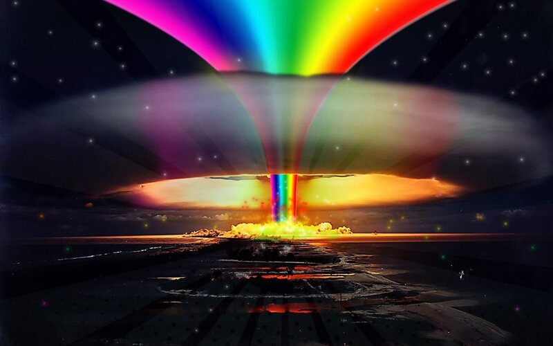 Rainbow Explosion over Water — Dramatic