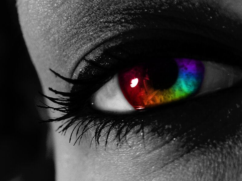 rainbow eye close-up