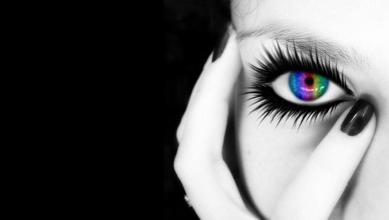 rainbow eye close-up
