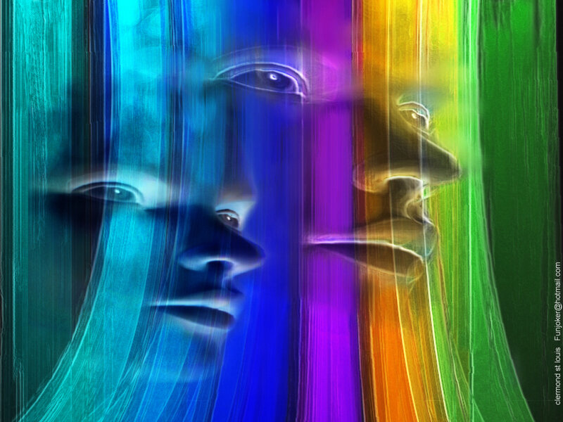 Rainbow face art