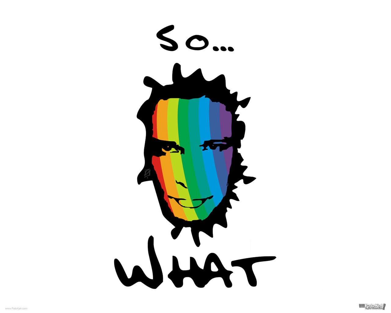 rainbow face with text
