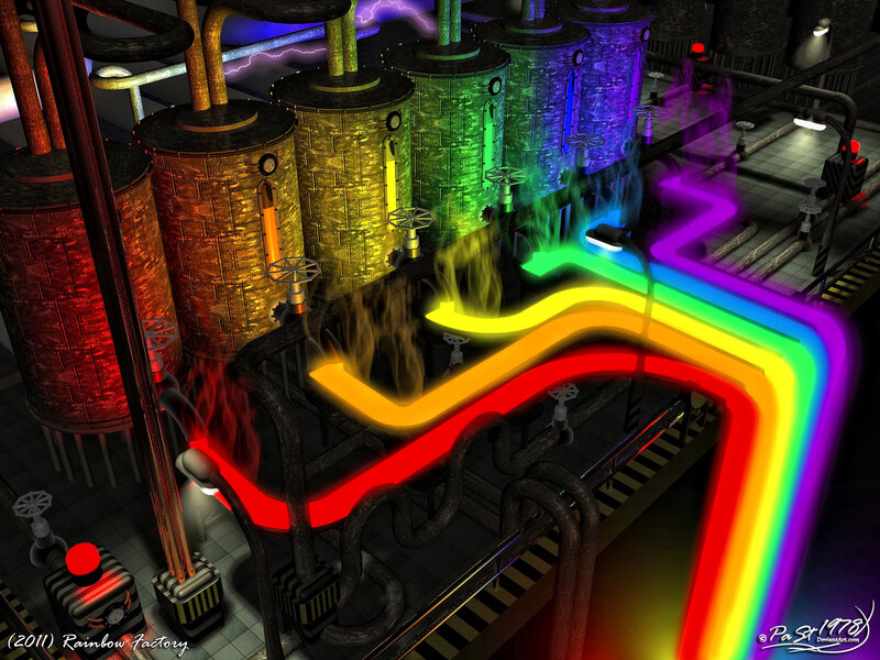 Rainbow factory scene