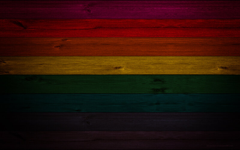 Rainbow Flag on Wood — Red
