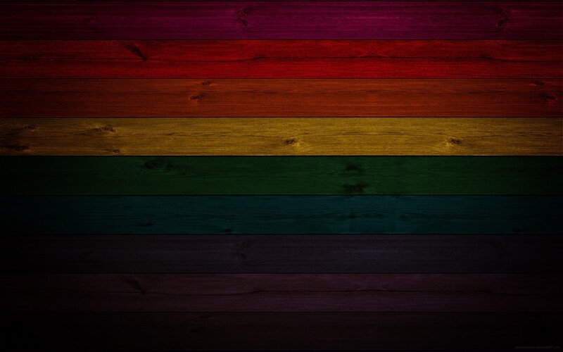 Rainbow Flag on Wood