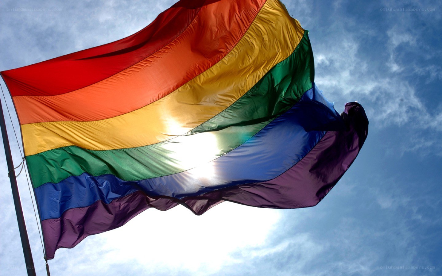 Rainbow flag waving in the wind