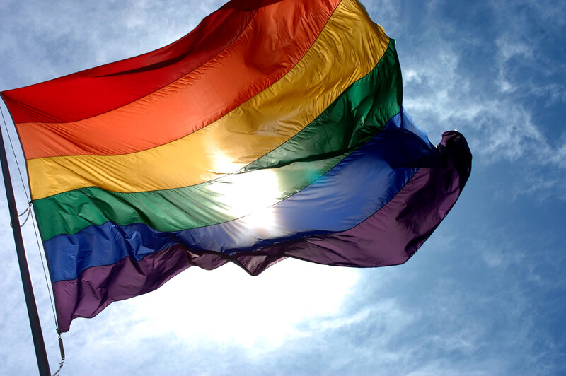 rainbow flag waving in the wind
