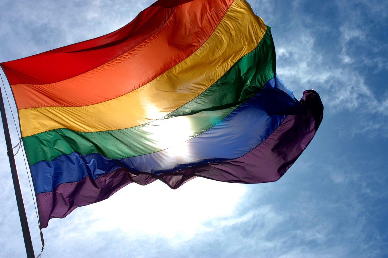 rainbow flag waving in the wind