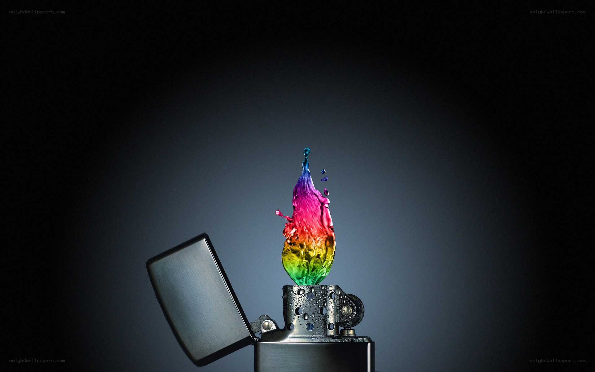 Rainbow flame from a lighter