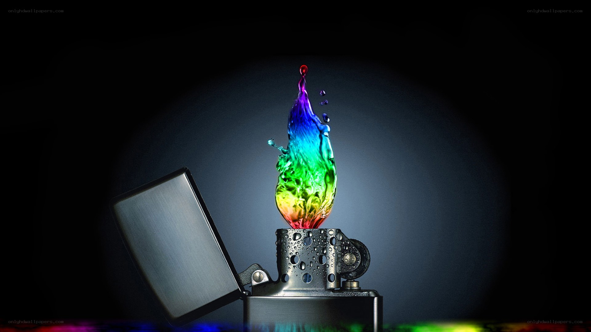 Rainbow flame from lighter