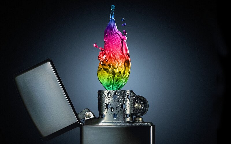 Rainbow Flame from Lighter — Black