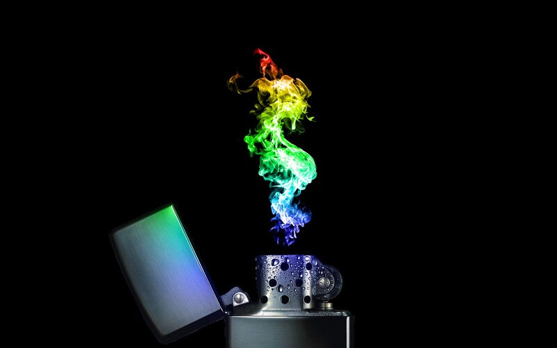Rainbow Flame Lighter — Black, Dramatic