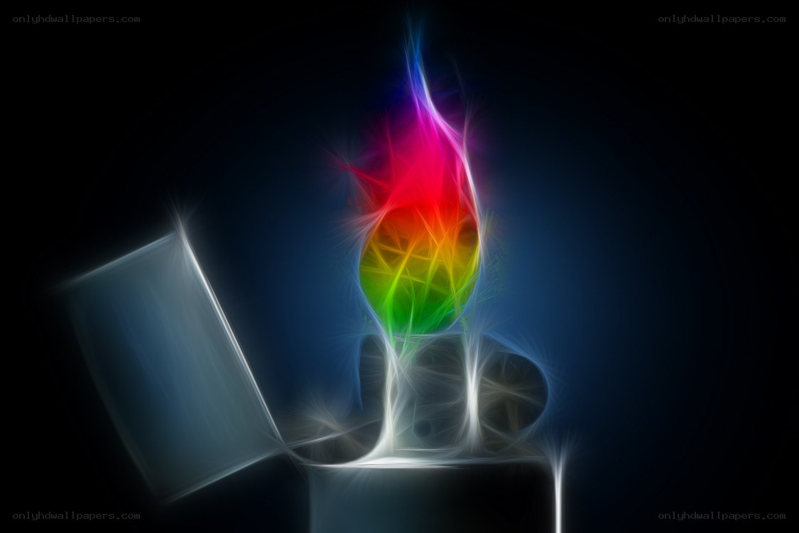 rainbow flame on dark background
