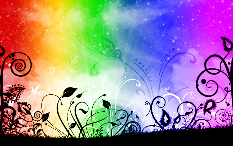 Rainbow Floral Background — Red