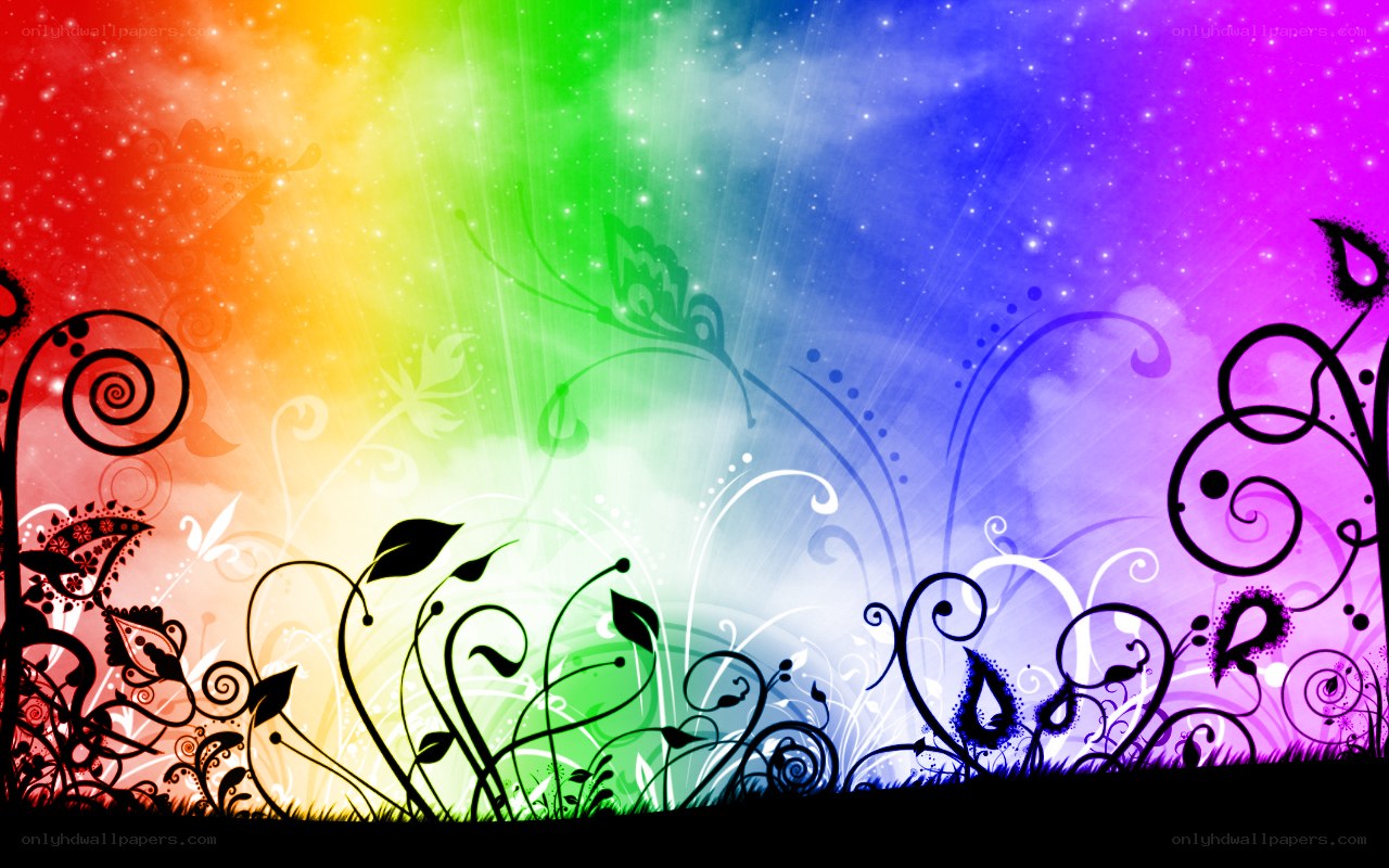 rainbow floral background