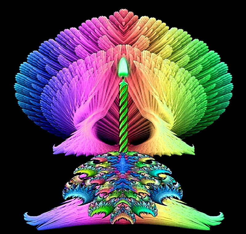 rainbow fractal birthday candle
