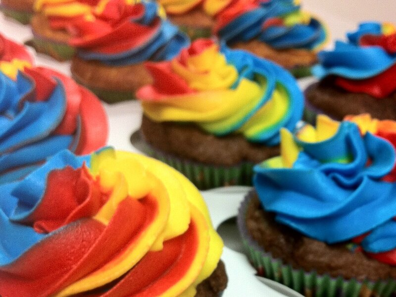 Rainbow-frosted Cupcakes