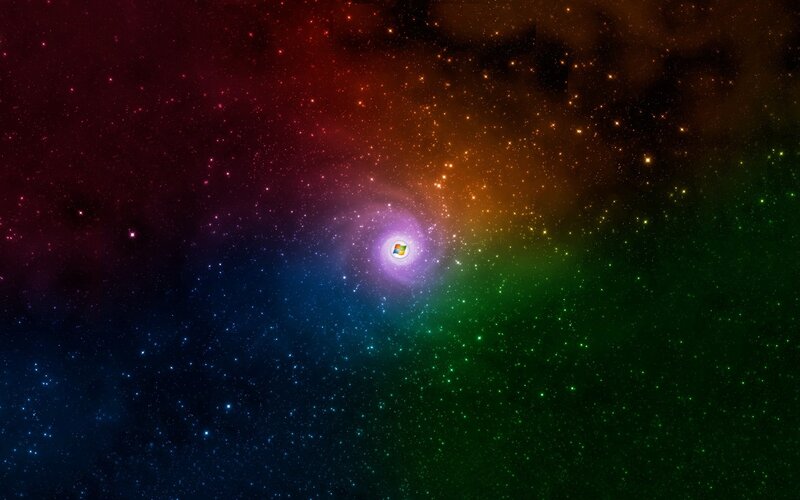 rainbow galaxy with Windows logo