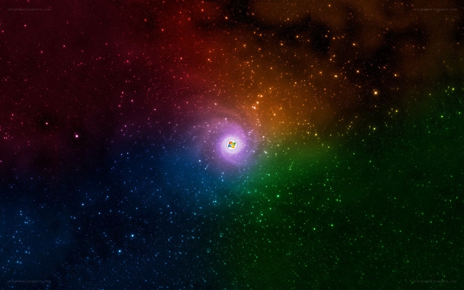 rainbow galaxy with Windows logo