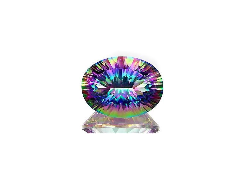Rainbow gemstone on display