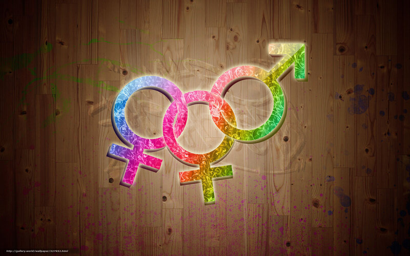 Rainbow gender symbols on wood
