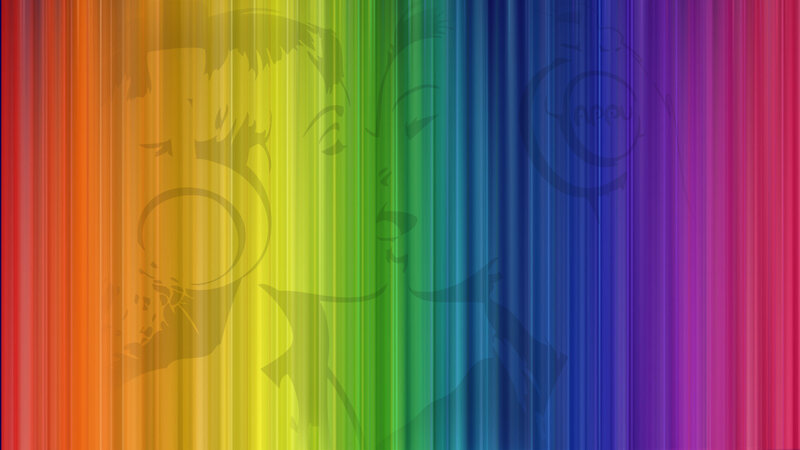 rainbow gradient with silhouettes