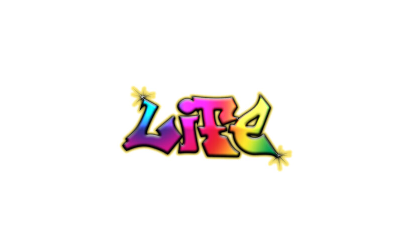 rainbow graffiti text