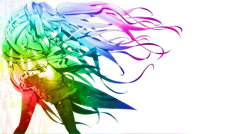 Rainbow-haired anime character