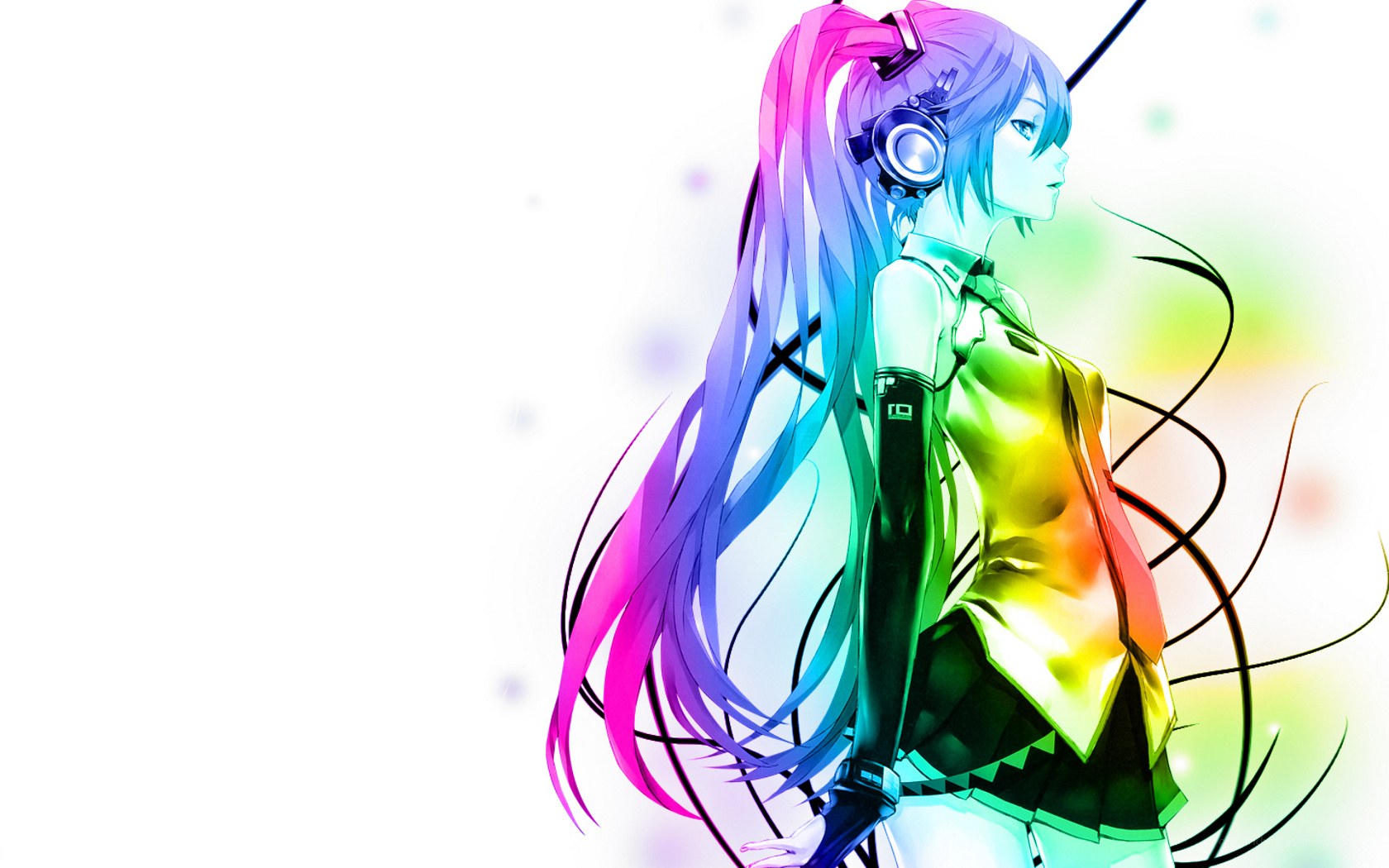 rainbow-haired anime girl