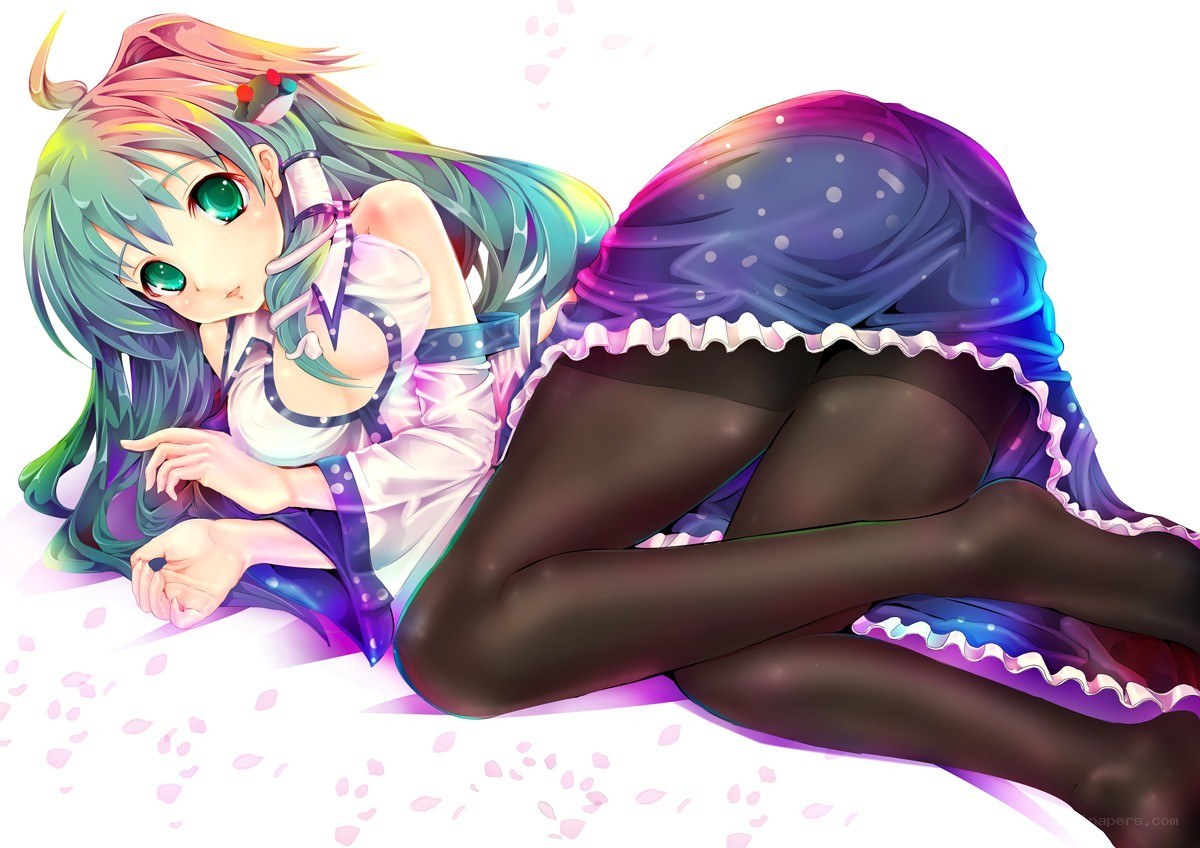 rainbow-haired anime girl