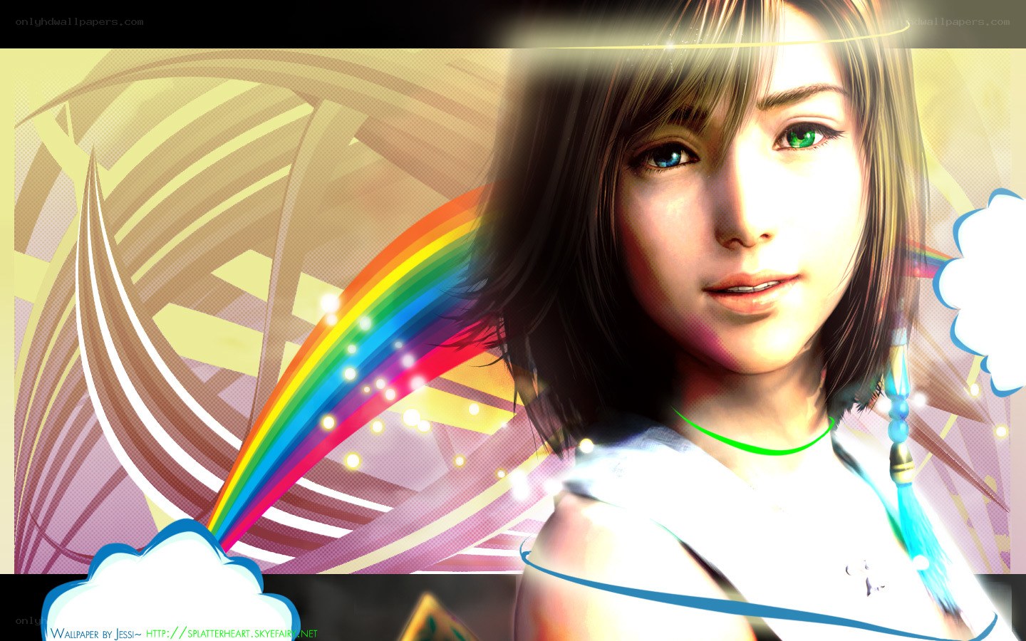 Rainbow-haired anime girl