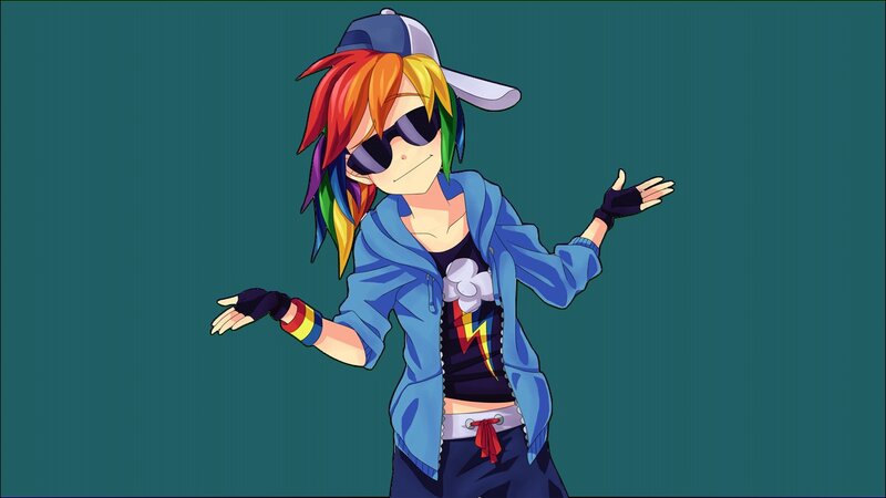 Rainbow-haired Character — Blue