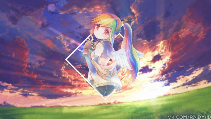 Rainbow-haired Girl with Wings