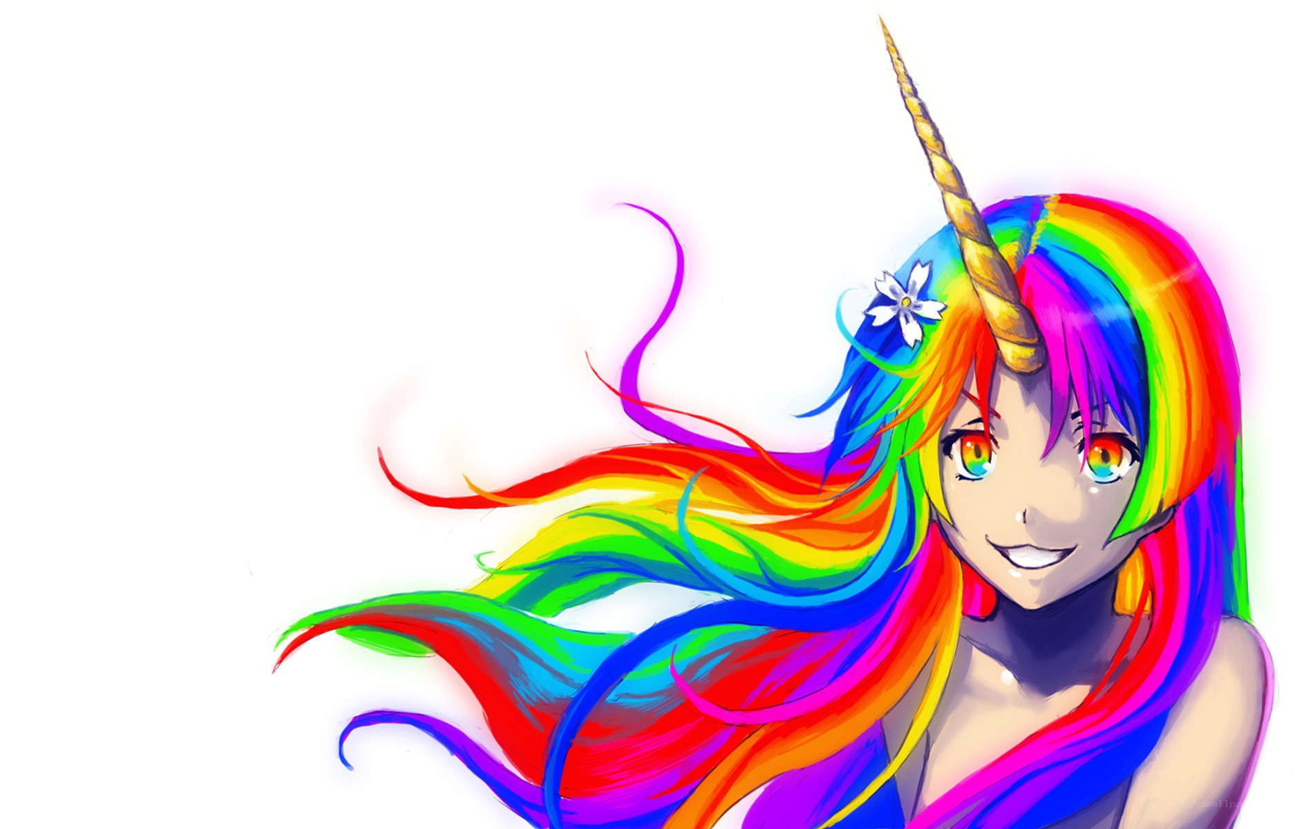 rainbow-haired unicorn girl