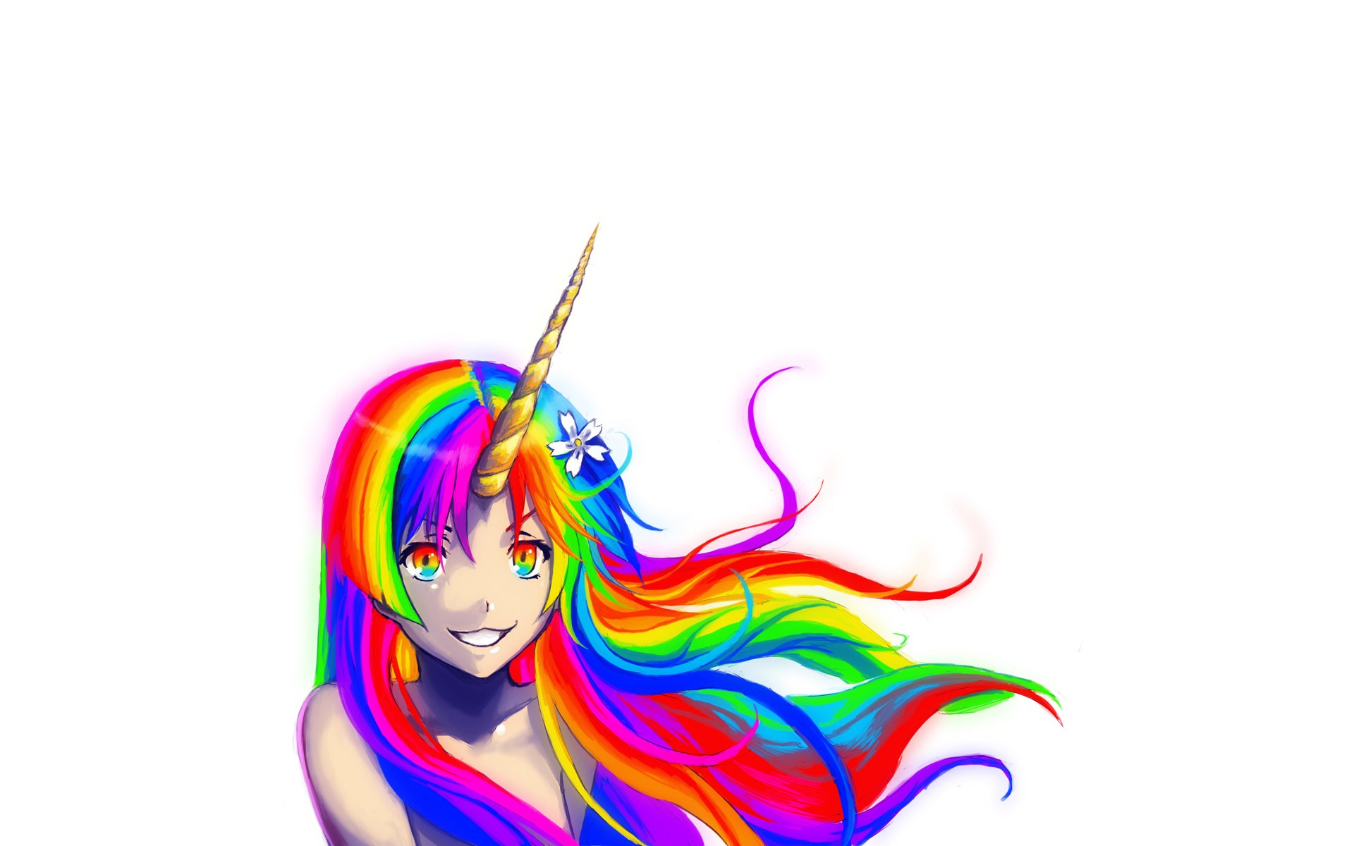 rainbow-haired unicorn girl