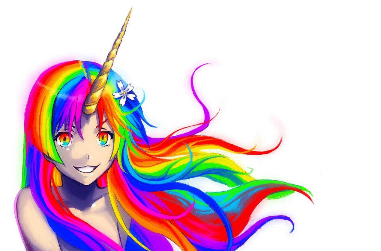 rainbow-haired unicorn girl