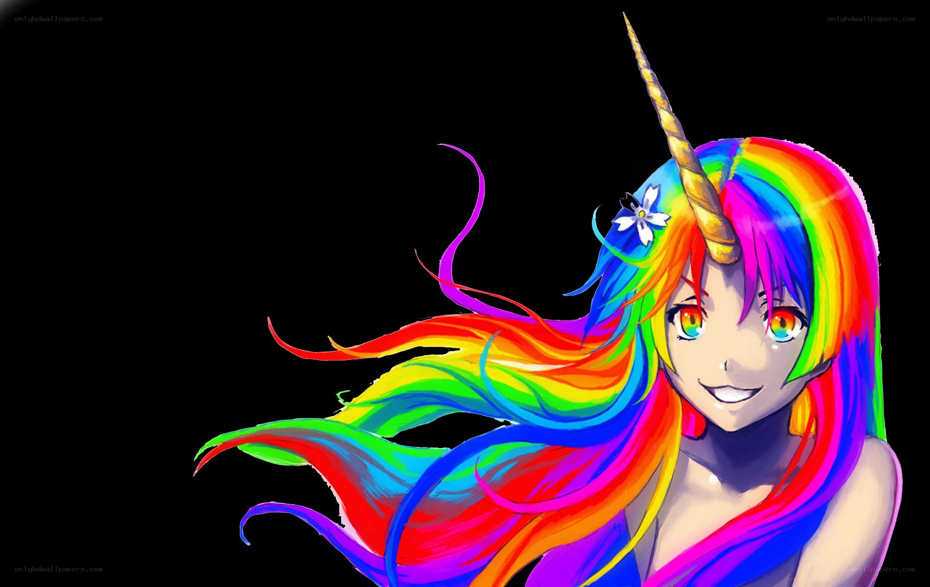 rainbow-haired unicorn girl