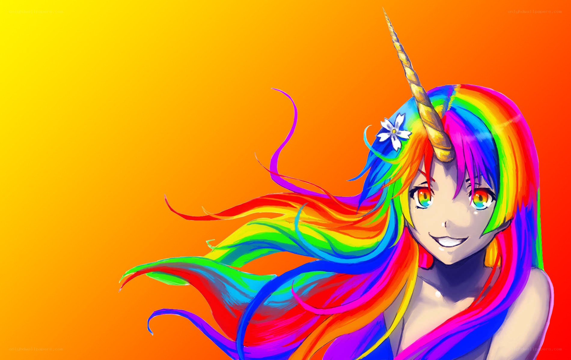 rainbow-haired unicorn girl