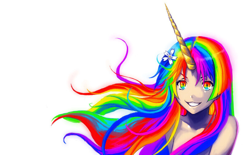 Rainbow-haired Unicorn Girl — Rainbow